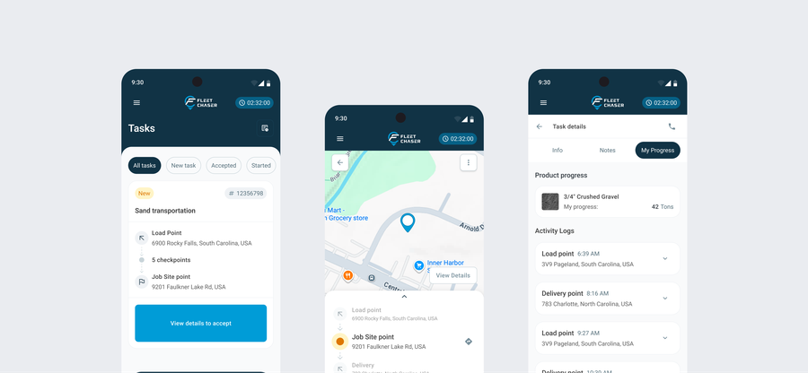Employee App — running a task, step by step