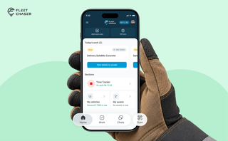 The Employee App Home screen with a shift running: the quick actions, today's work, and the Sections cards.