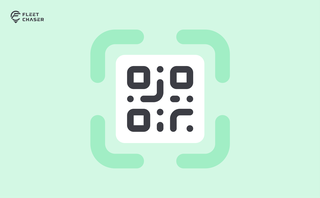Fleet Chaser QR code in a scan frame — scan a vehicle to start its inspection