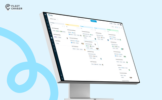 Fleet Chaser Console multi-stop route with Load, Delivery, and Job Site checkpoints next to the driver's mobile app with a 2-person crew on the task
