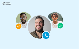 A Fleet Chaser crew of three assignees on one task, each with an individual status indicator