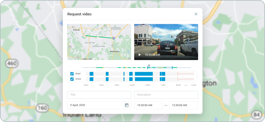 Dashcam footage in Fleet Chaser, a fleet management technology.