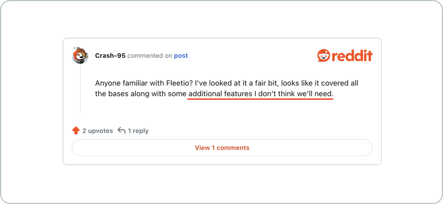 Reddit comment from a user looking into FMS options