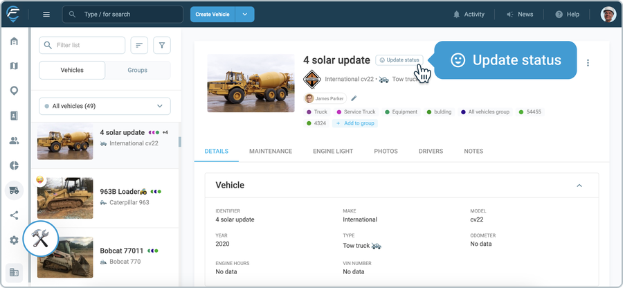 Status Management for Vehicles