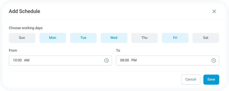 Add custom schedules to any location